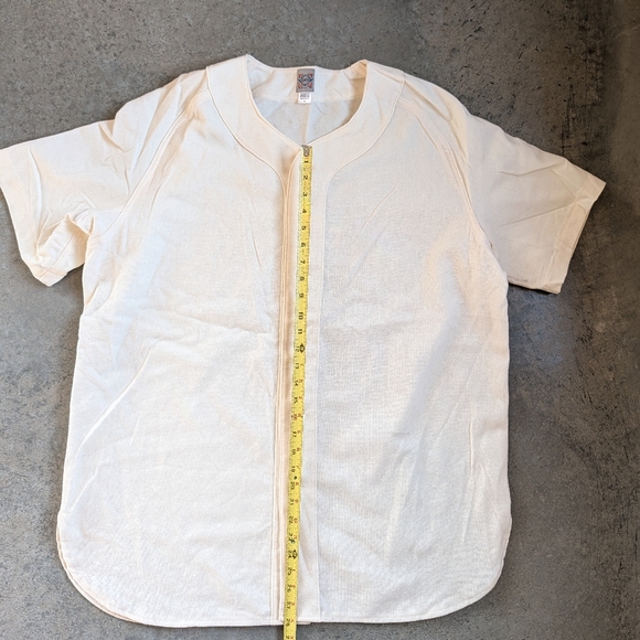 %100 Wool Ebbets Field Baseball Flannel Jersey XL Solid Cream - Picture 4 of 5